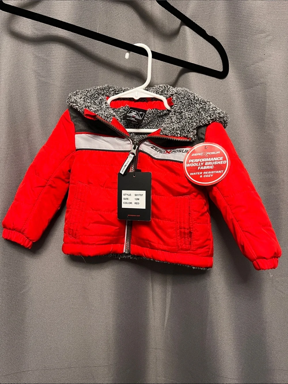 ZeroXposur Red Kids Sherpa-Lined Puffer Jacket with Reflective Stripe